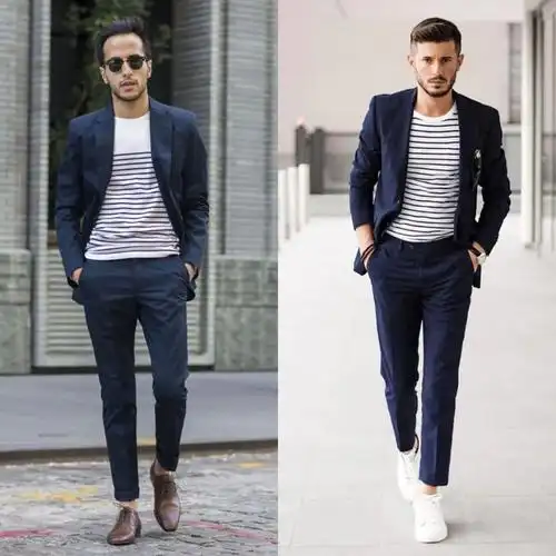 春季时髦组合:条纹t恤 外套,穿出潮男范,这些搭配方案很经典