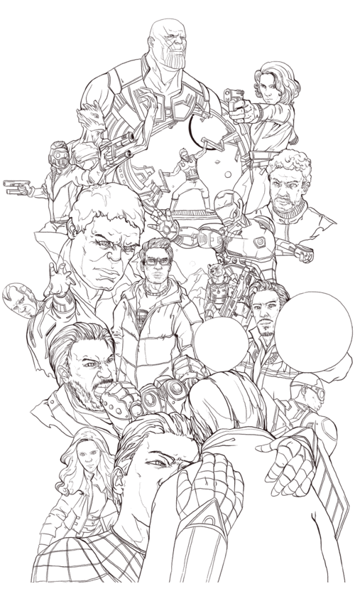 《复仇者联盟3》手绘电影海报