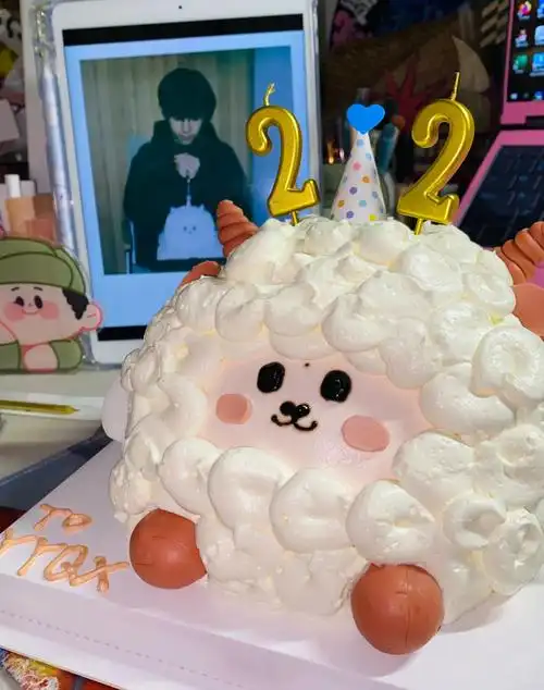 提前半个月就在选款式,小羊蛋糕也在备选,但是最后敲定了自己设计的