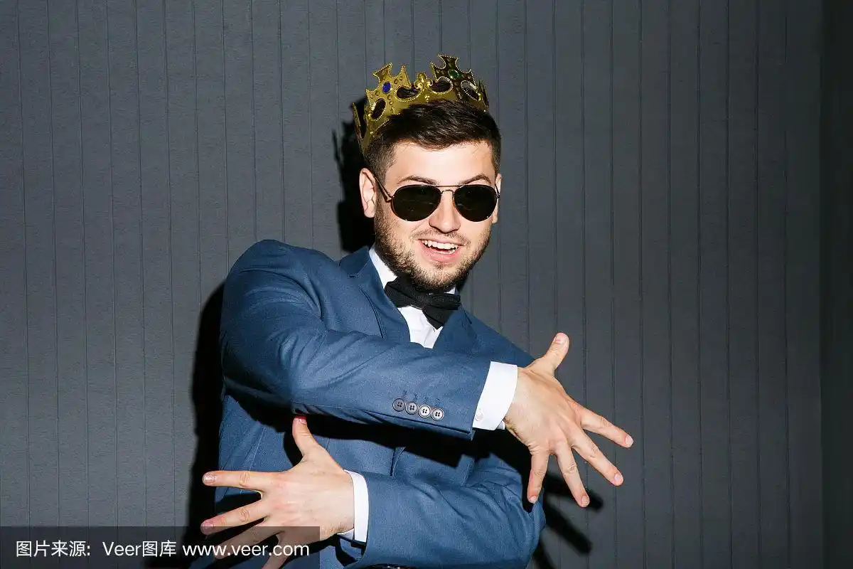 酷,王冠,男人,做手势,男子气概