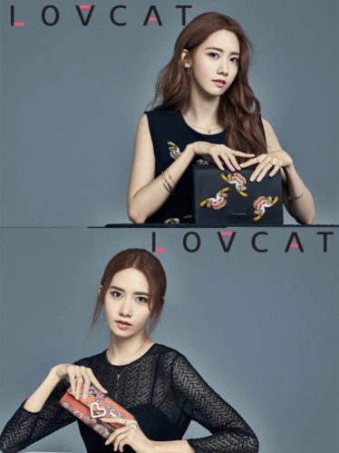 少女时代组合成员林允儿代言拍摄lovcat包包广告画册