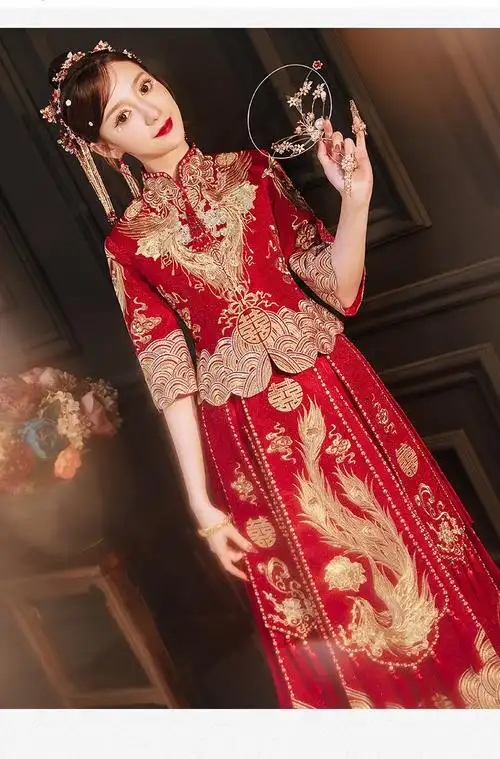 樵廿秀禾服2021年新款新娘结婚礼服中式婚礼嫁衣敬酒龙凤褂夏季女秀和