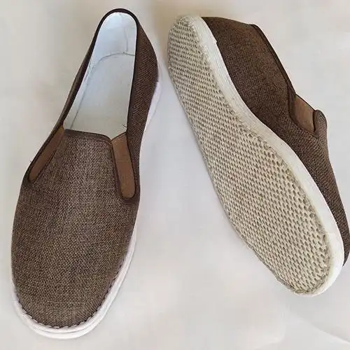 亚麻布鞋新款男春透气吸汗纯棉老北京中式青年手工千层底品质定制款丝