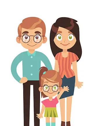 有孩子小女孩的父母,妈妈爸爸和女儿 i>微 /i> i>笑 /i>着站着,手牵手