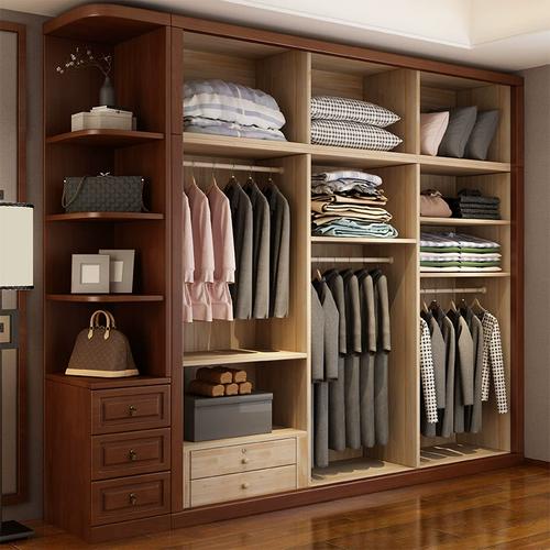 全实木衣柜顺然木韵卧室家用组装平开门大衣橱原木储物柜子中式