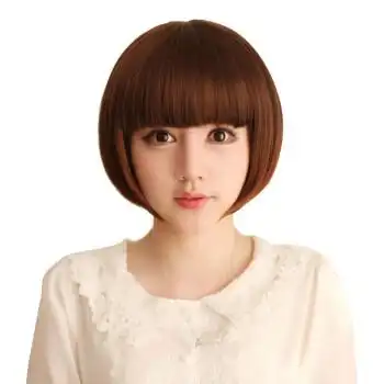 美蝶 时尚帅气短直发假发女学生短发bobo韩国 齐刘海发型逼真假发套假
