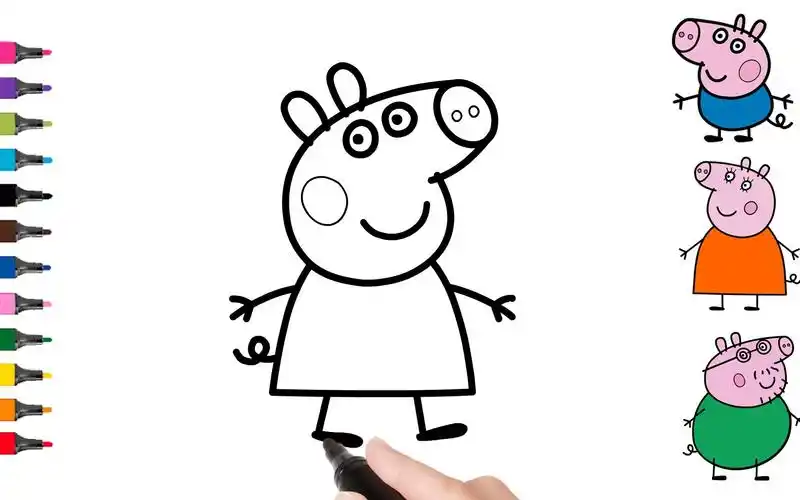 怎样画小猪佩奇一家简笔画图宝宝学画画益智涂鸦详细分解教程早教绘画