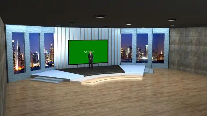 采访用虚拟演播室背景素材