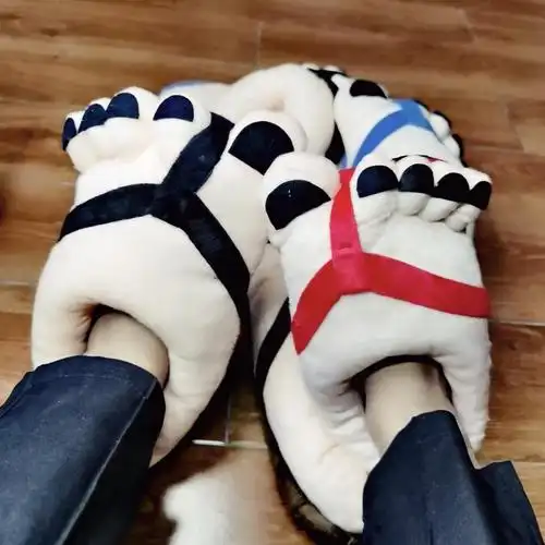 创意搞怪大脚丫棉拖鞋情侣款个性恶搞笑大码五趾室内毛绒居家棉鞋兽爪