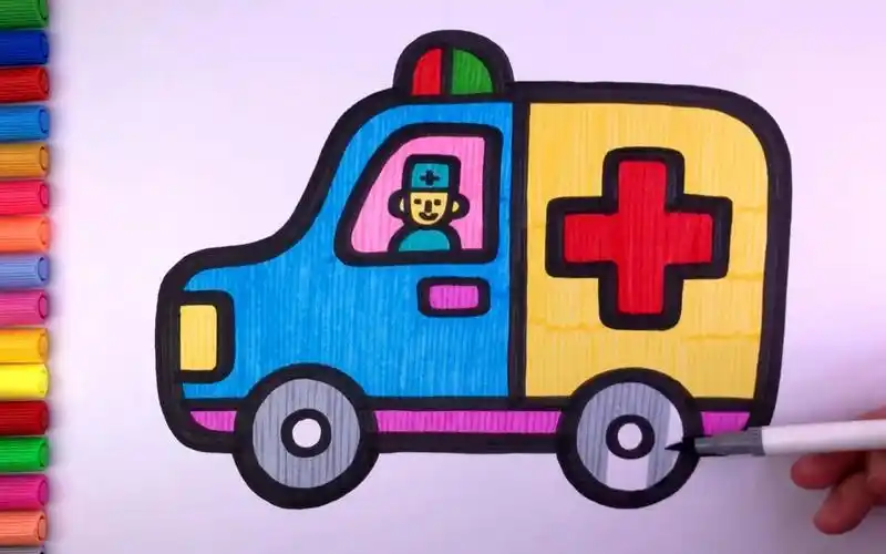 儿童简笔画教孩子画救护车