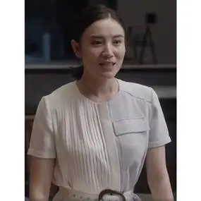 小舍得宋佳同款连衣裙女短袖2022年夏季新款圆领百褶收腰显瘦裙子