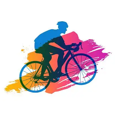 彩色山地车骑行剪影人物与自行车元素png素材自行车骑自行车