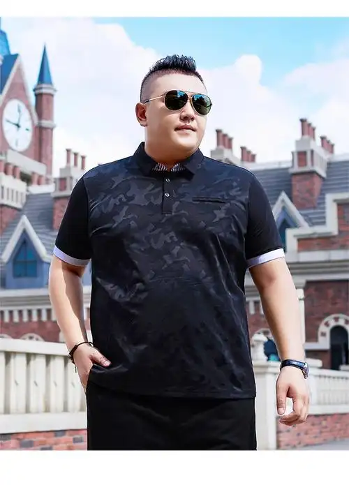 大码男装胖子加肥加大肥佬宽松翻领保罗polo衫夏季b款宝蓝2xl170190斤