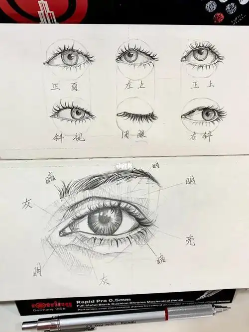 自动铅笔手绘眼睛教程