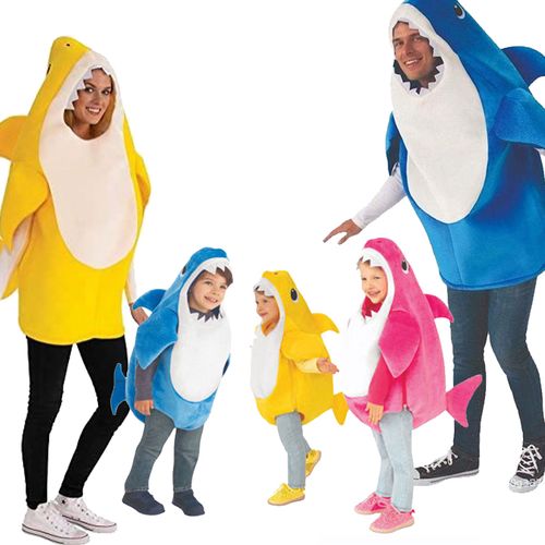 halloweensharkcosplayparentchildcostume万圣节鲨鱼服装儿童演出服