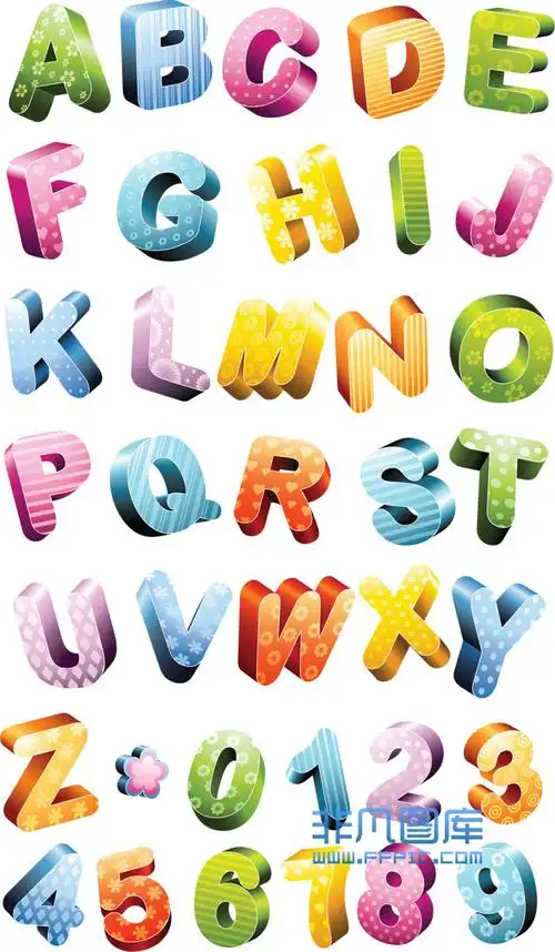 可爱卡通英文字母数字矢量图素材免费下载-非凡图库