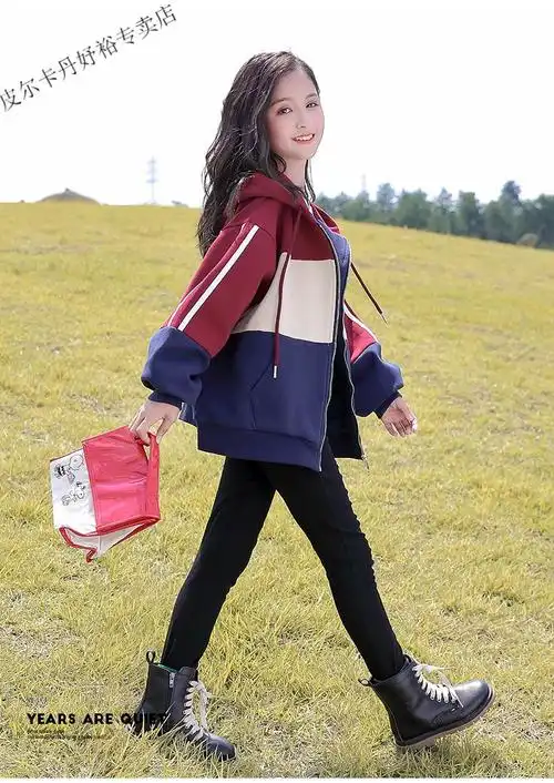 皮尔卡丹314岁时髦洋气小女生穿的女童外套春装2022新款春秋季网红