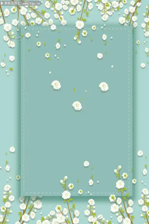 白色手绘春天背景图片素材