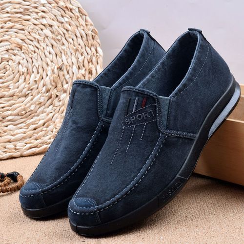 老北京布鞋男士爸爸鞋春秋新款水洗牛仔帆布鞋中年男鞋套脚休闲鞋