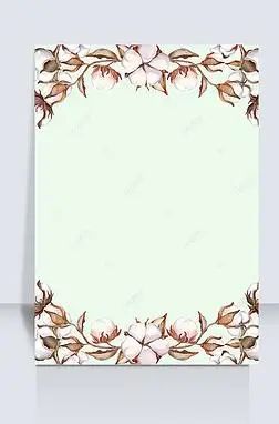 清新绿色棉花花卉背景