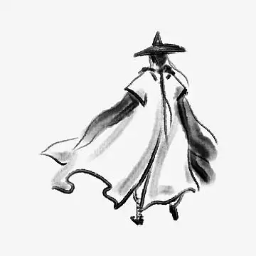 水墨画,侠客背影,绘画,中国风