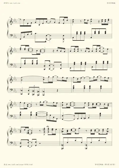 钢琴谱 - 背对背拥抱(和弦精编版)