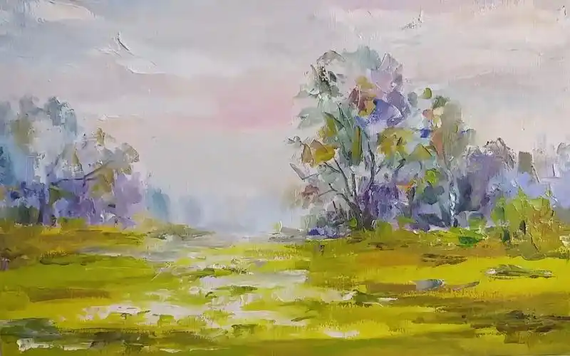 【油画】草地清晨