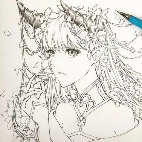 漫画人物女头像线描 女生头像图片大全 -【爱个性】