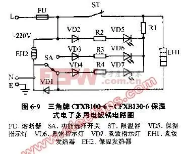 三角牌cfxb100cfxb130保温式电子多用电饭锅电路