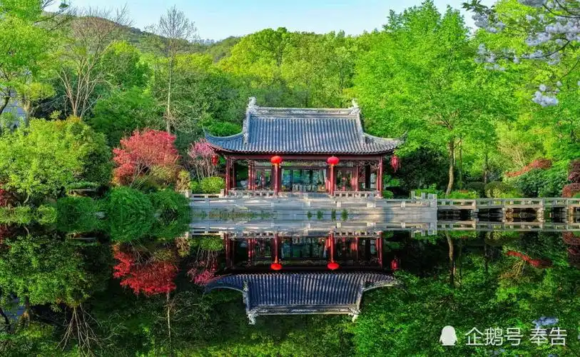 南京东郊国宾馆庭院幽深雅静山水天成亭台楼阁景色秀丽宜人