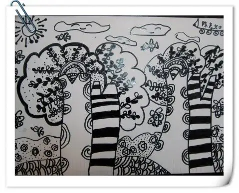 线描(重叠的树) - 童心童画少儿美术工作室 - 童心童画少儿美术工作室