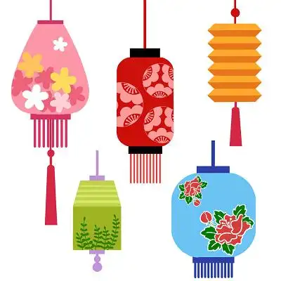 卡通灯笼大红灯笼节日宣传海报png素材元旦彩色卡通手绘2021新春春节