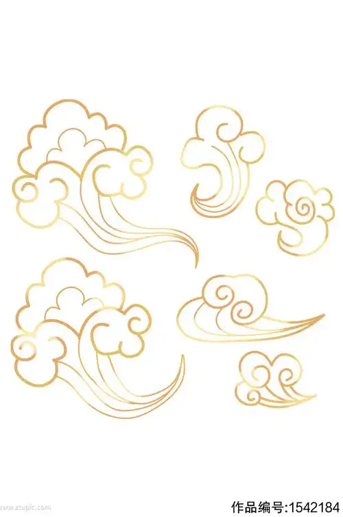 中国风金色渐变祥云纹理免抠元素