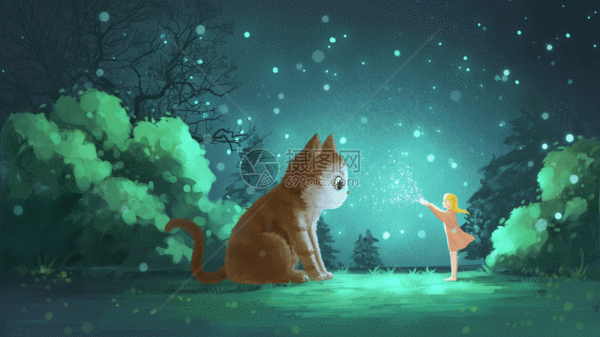 gif动态图片下载,该gif动态图片标题为森林治愈少女粒子素材gif,编号