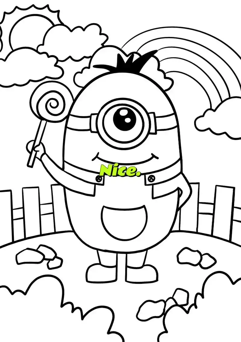 小黄人儿童画 动漫主题简单卡通画 可爱的小黄人儿童画