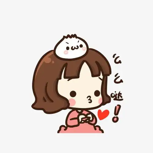 卡通嘟嘴手比心的女孩素材