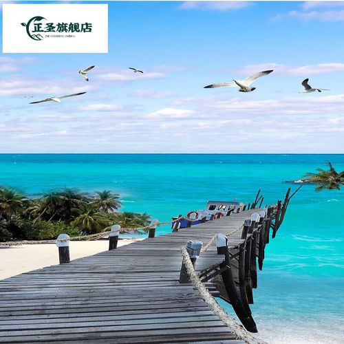 正圣直播背景图背景布立体主播墙3d山水风景沙滩海景室外风景荷花 2图