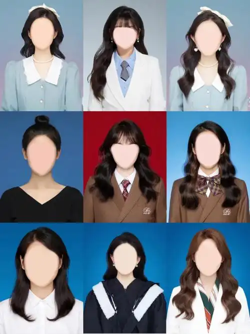 新款职业装韩式学院风证件照36款p图换脸