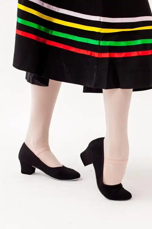 舞鞋陈婷教师舞蹈鞋性格女黑色带考级代表性棉布芭蕾舞鞋