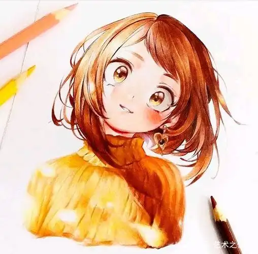 卡通人物彩铅手绘,萌萌的好可爱