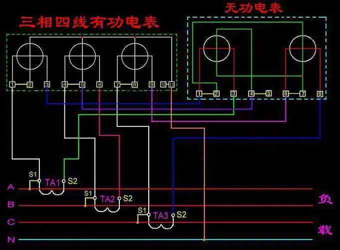 三相电表带护感器接线图