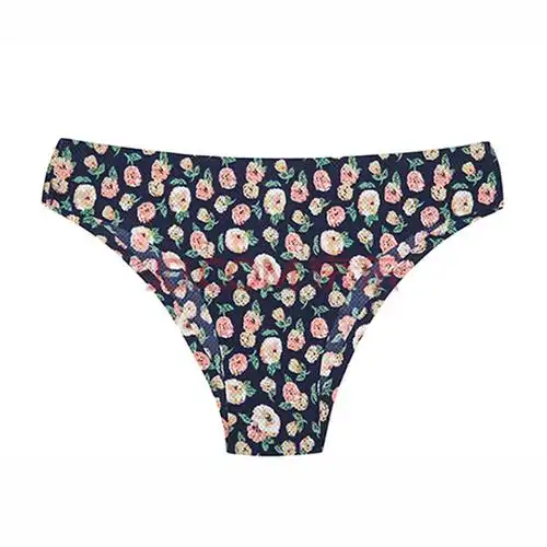 女士半包臀小三角内裤一片式透气印花碎花三角低腰花卉比基尼 喇叭 s