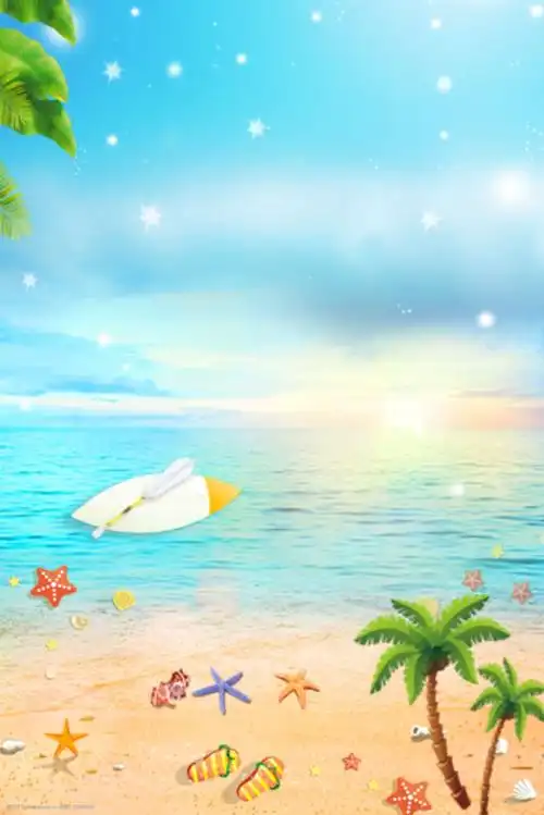 暑假毕业旅行海边浪漫唯美海报背景