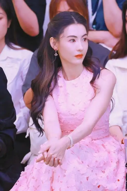 张柏芝粉裙##张柏芝看秀侧颜