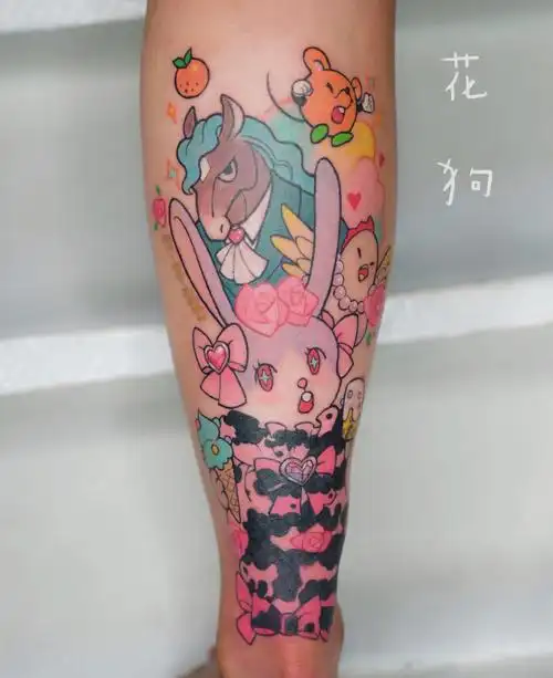 黑色纹身遮盖想用彩图咋办家人生肖纹身