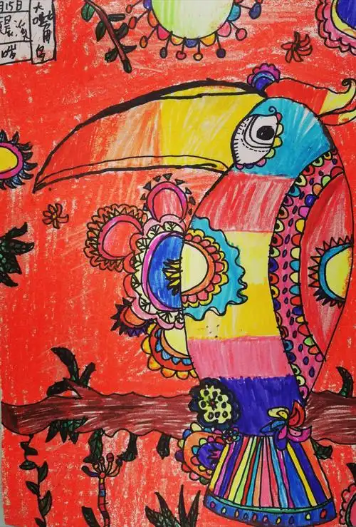 卢龙画室儿童画四班作品展《神奇的犀鸟》