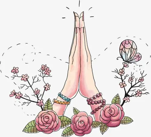 手绘双手合十