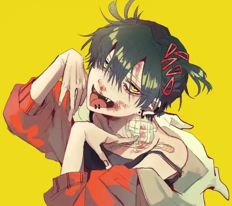 病娇系少年插画,风格诡异又可爱