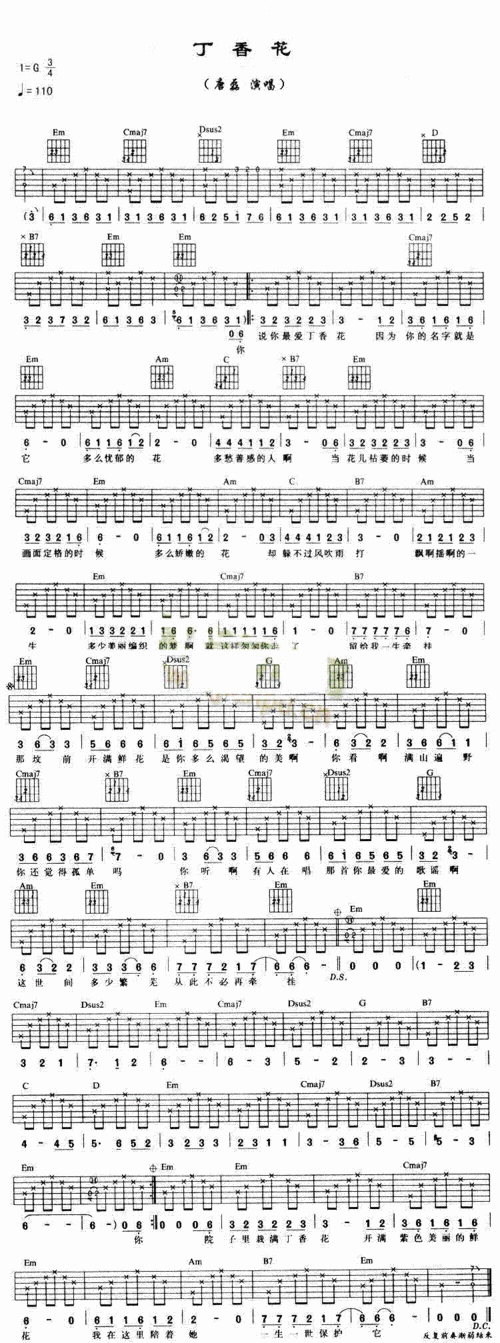 《丁香花》吉他谱谁有?