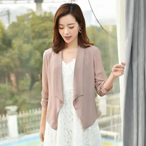 雪纺开衫小外搭短款薄外套女2019春夏新款百搭大码空调披肩防晒衣